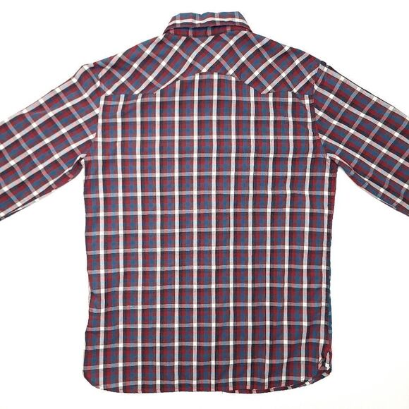 Levis Pearl Snap Western Plaid Button Shirt Mens Small Red Blue USA Rodeo - Picture 7 of 7
